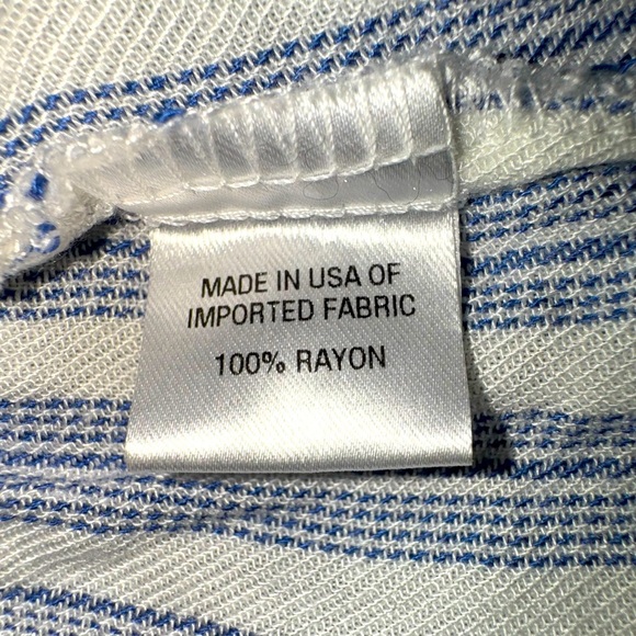 Anthropologie DREW Stripe Tiered Bell/Flutter Sleeves Blouse Women's Size M Blue - Picture 9 of 10